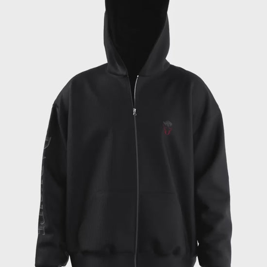 Video of black Darkside Grooming zip up hoody