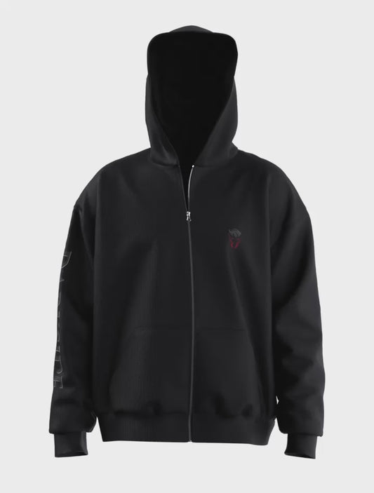 Video of black Darkside Grooming zip up hoody
