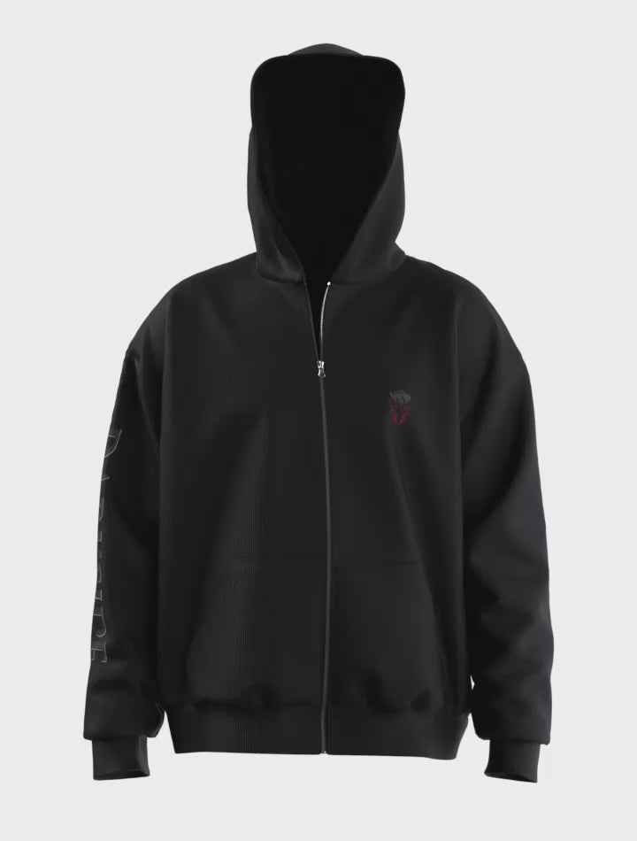 Video of black Darkside Grooming zip up hoody
